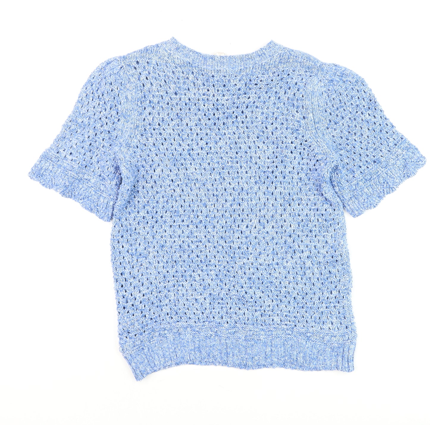 Marks and Spencer Per Una Women Blue Size 8 Open-Knit Cotton Jumper