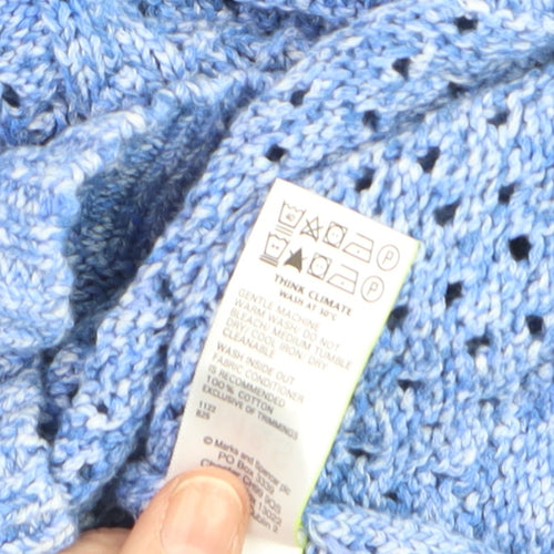 Marks and Spencer Per Una Women Blue Size 8 Open-Knit Cotton Jumper