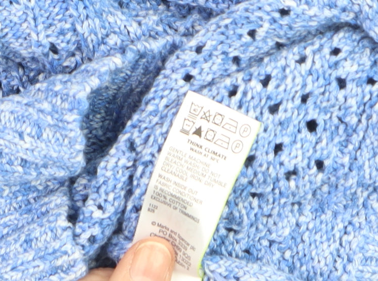 Marks and Spencer Per Una Women Blue Size 8 Open-Knit Cotton Jumper