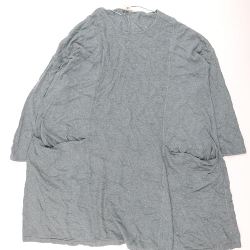 Seasalt Cornwall Women Grey Organic Cotton Long Sleeve Tunic Jumper UK 20