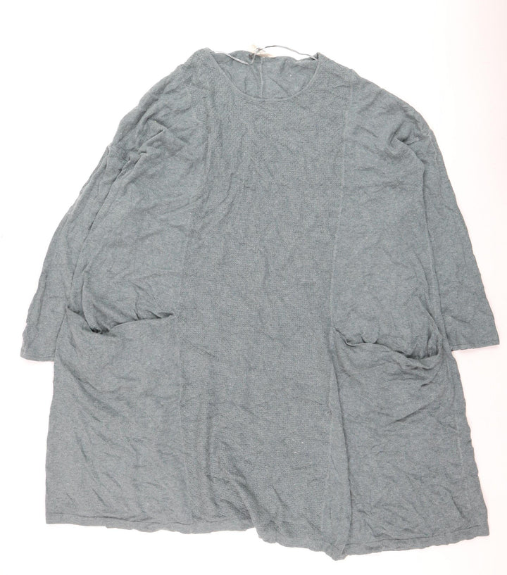 Seasalt Cornwall Women Grey Organic Cotton Long Sleeve Tunic Jumper UK 20