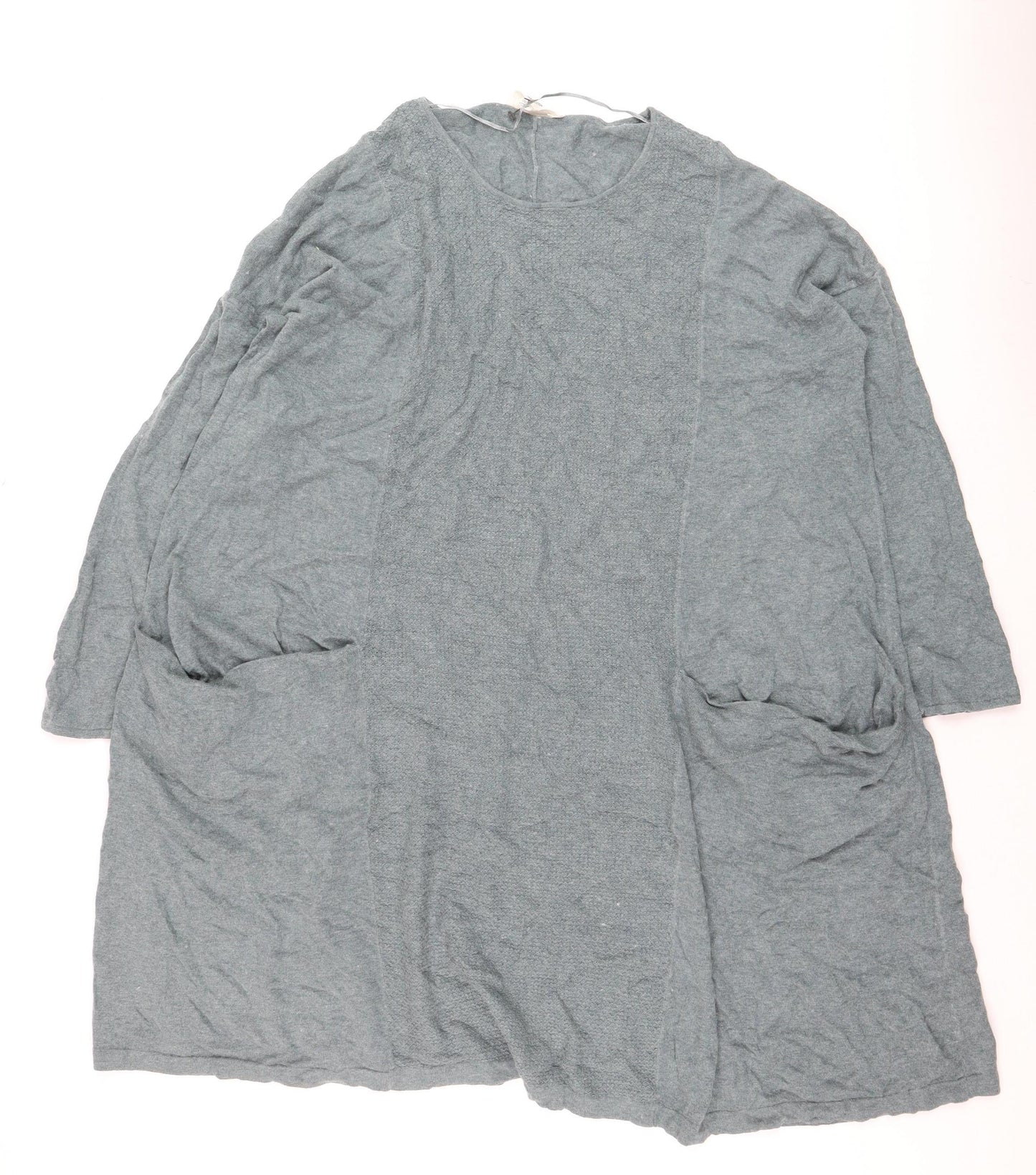 Seasalt Cornwall Women Grey Organic Cotton Long Sleeve Tunic Jumper UK 20