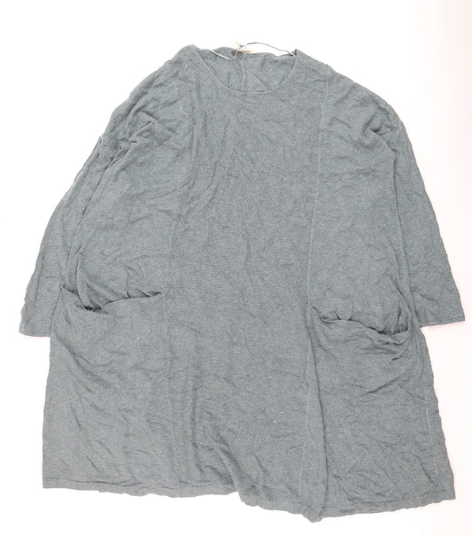 Seasalt Cornwall Women Grey Organic Cotton Long Sleeve Tunic Jumper UK 20