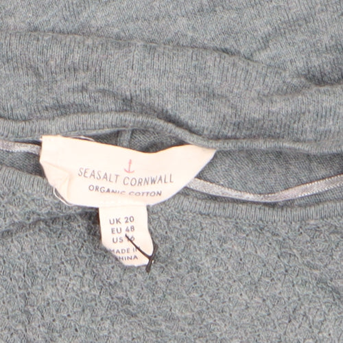 Seasalt Cornwall Women Grey Organic Cotton Long Sleeve Tunic Jumper UK 20