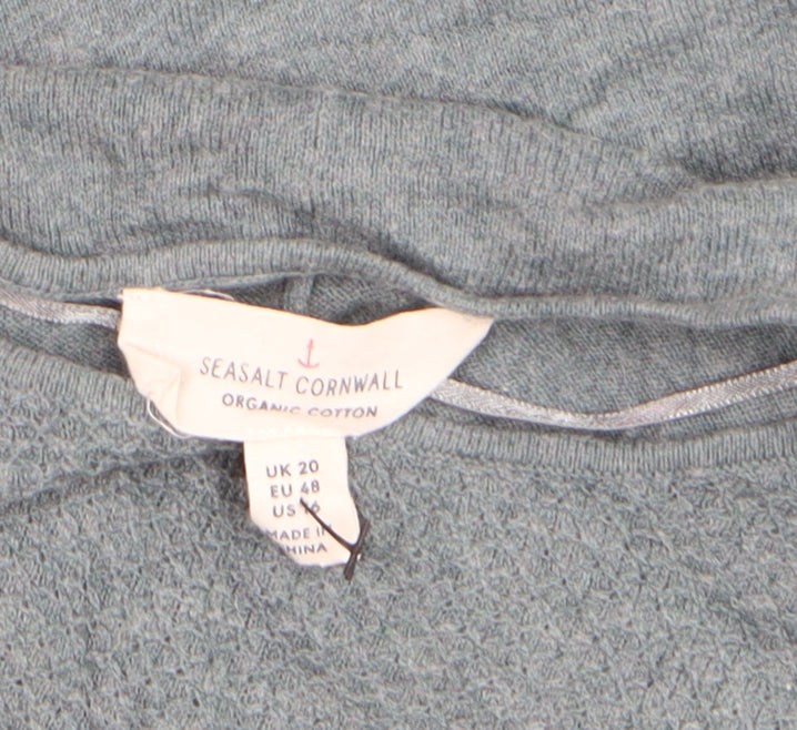 Seasalt Cornwall Women Grey Organic Cotton Long Sleeve Tunic Jumper UK 20