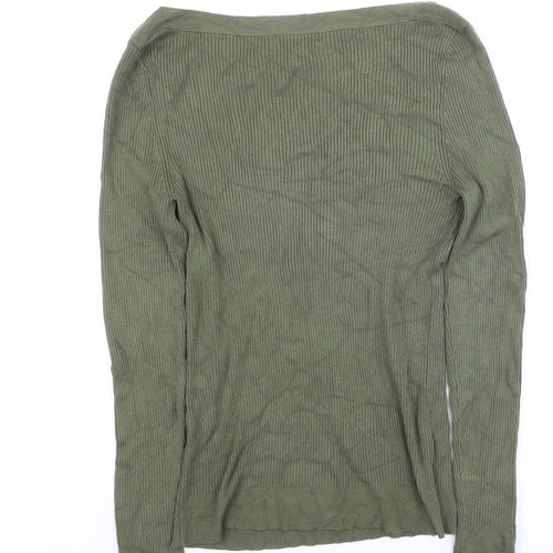 &et Women Green Long Sleeve Ribbed Pullover Knit Jumper Size 16
