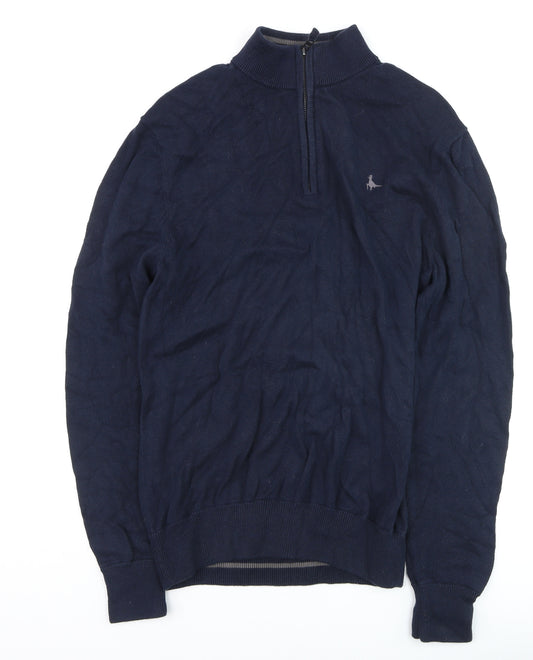 Jack Wills Men's Blue Cotton 1/2 Zip High Neck Jumper Size S