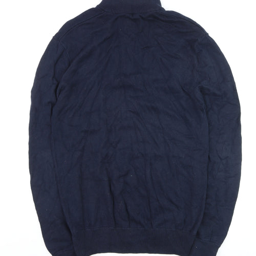Jack Wills Men's Blue Cotton 1/2 Zip High Neck Jumper Size S