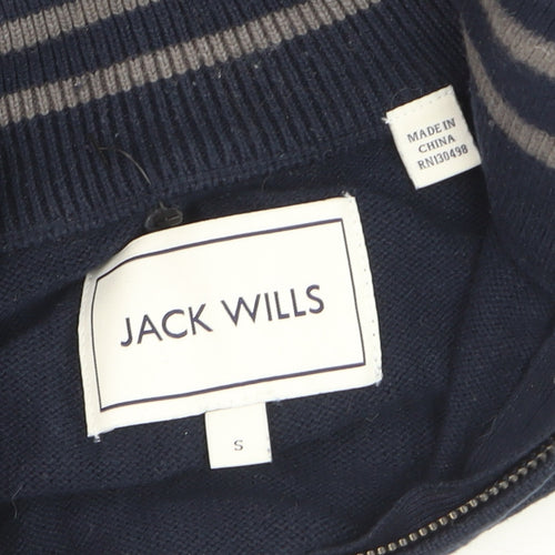 Jack Wills Men's Blue Cotton 1/2 Zip High Neck Jumper Size S