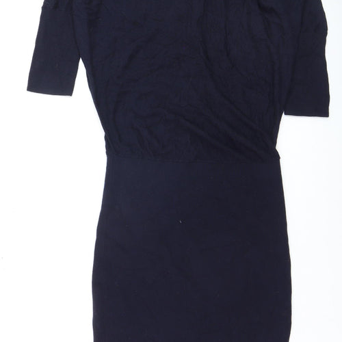 Jigsaw Women’s Blue Wool Bodycon Knit Dress XS 3/4 Sleeve