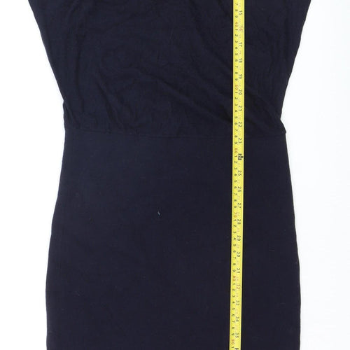 Jigsaw Women’s Blue Wool Bodycon Knit Dress XS 3/4 Sleeve