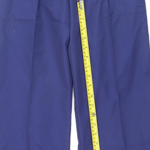 Rizues Women Blue Workwear Trousers Size 8 Wide-Leg Polyester Blend
