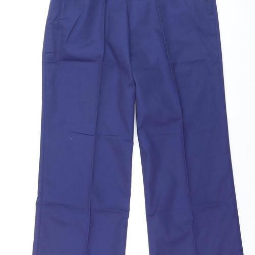 Rizues Women Blue Workwear Trousers Size 8 Wide-Leg Polyester Blend