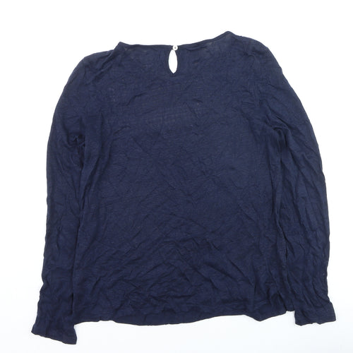 Monsoon Women’s Blue Linen Lace Long Sleeve Pullover Jumper Size 8