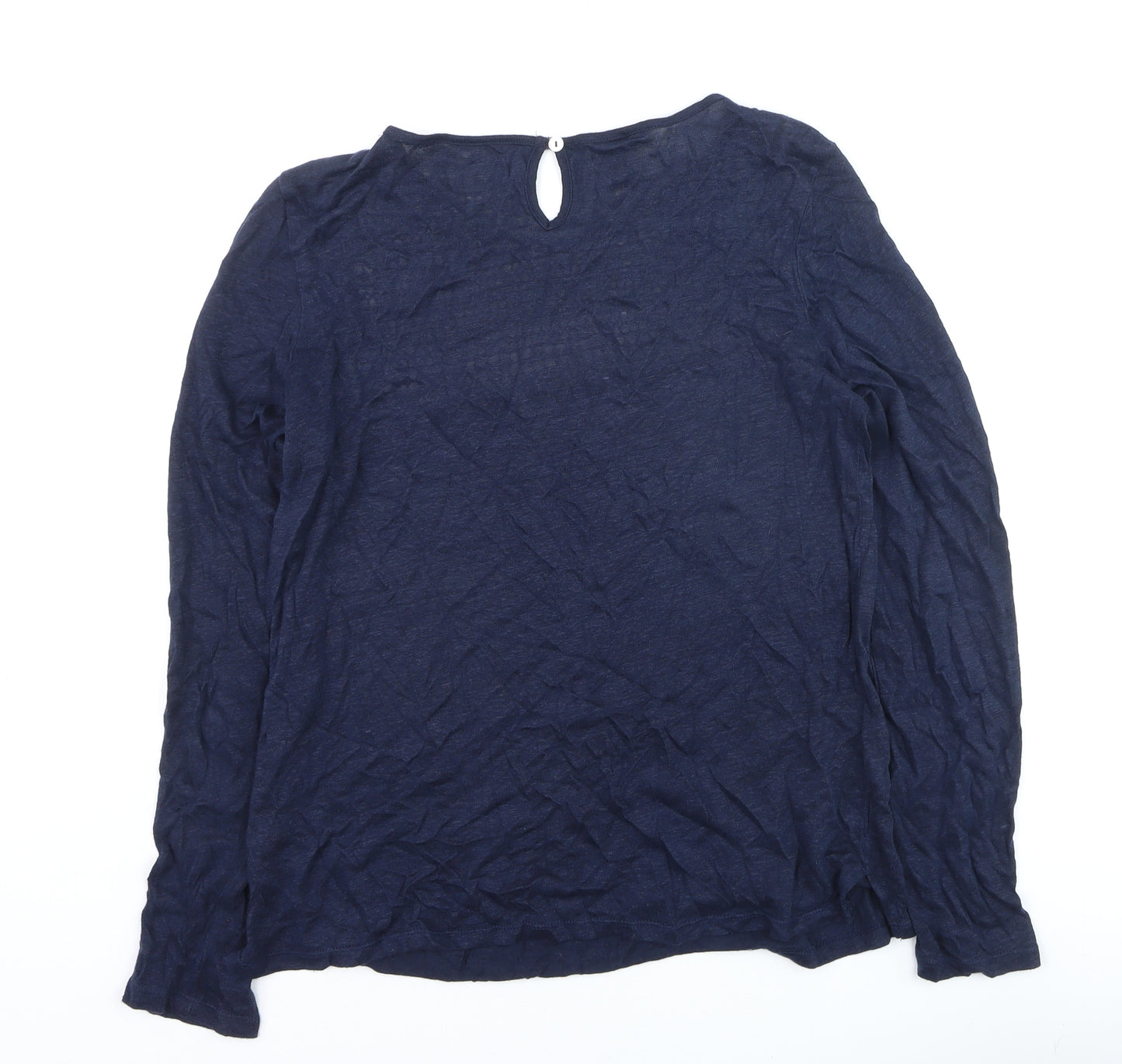 Monsoon Women’s Blue Linen Lace Long Sleeve Pullover Jumper Size 8