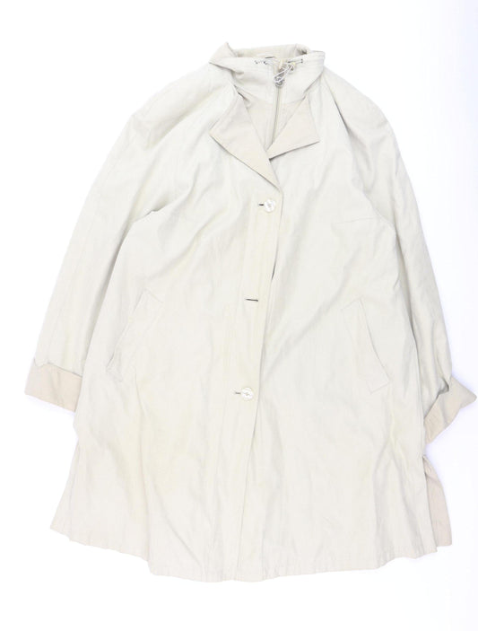 Esprit Women's Beige Size 18 Hooded Long Rain Coat Waterproof