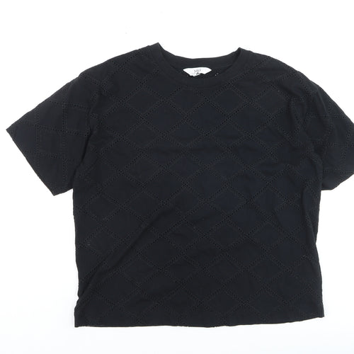 Marks and Spencer Women’s Black Crochet Cotton T-Shirt Size 12