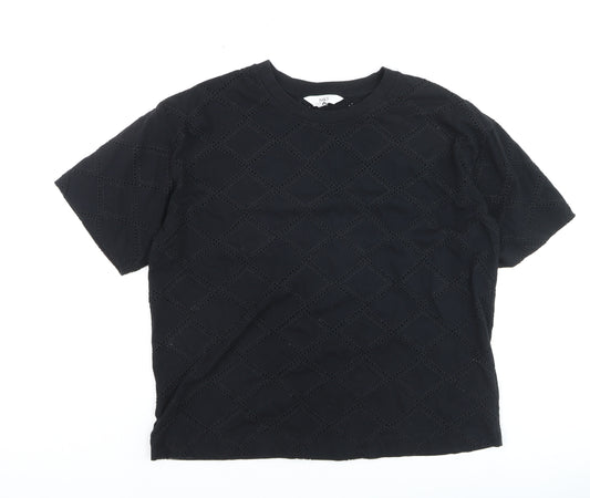 Marks and Spencer Women’s Black Crochet Cotton T-Shirt Size 12