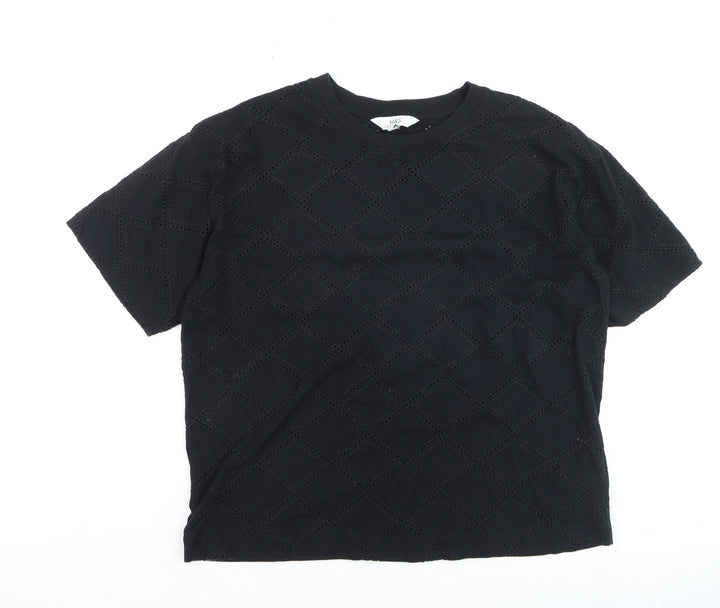 Marks and Spencer Women’s Black Crochet Cotton T-Shirt Size 12
