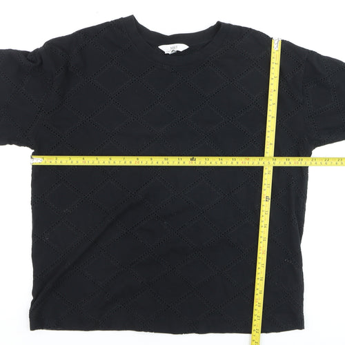 Marks and Spencer Women’s Black Crochet Cotton T-Shirt Size 12
