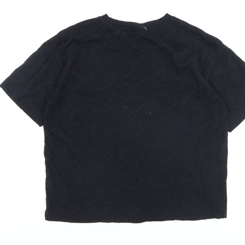 Marks and Spencer Women’s Black Crochet Cotton T-Shirt Size 12