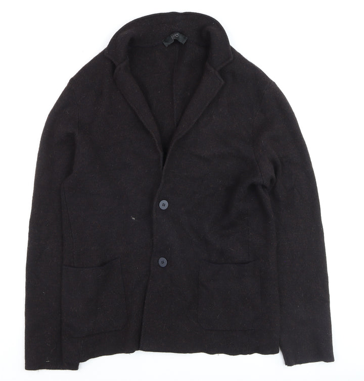 Nino Rimo Women Black Wool Blend Notch Lapel Two-Button Blazer L