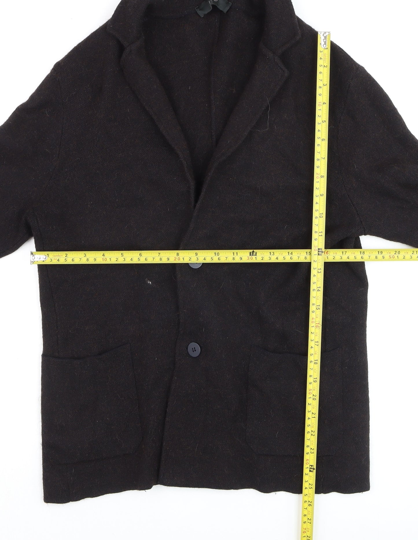 Nino Rimo Women Black Wool Blend Notch Lapel Two-Button Blazer L