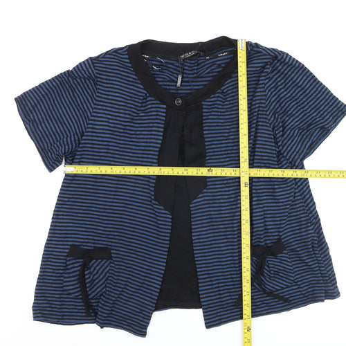 Wrar London Women's Blue Striped Tunic Blouse Size 20 Short Sleeve