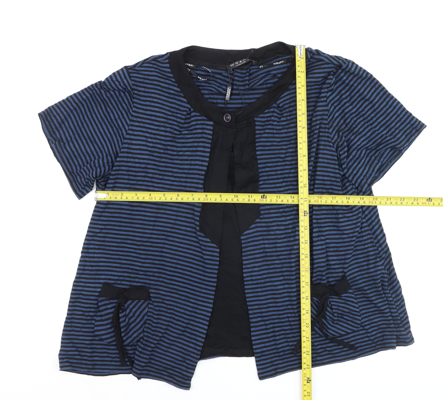Wrar London Women's Blue Striped Tunic Blouse Size 20 Short Sleeve