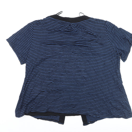 Wrar London Women's Blue Striped Tunic Blouse Size 20 Short Sleeve