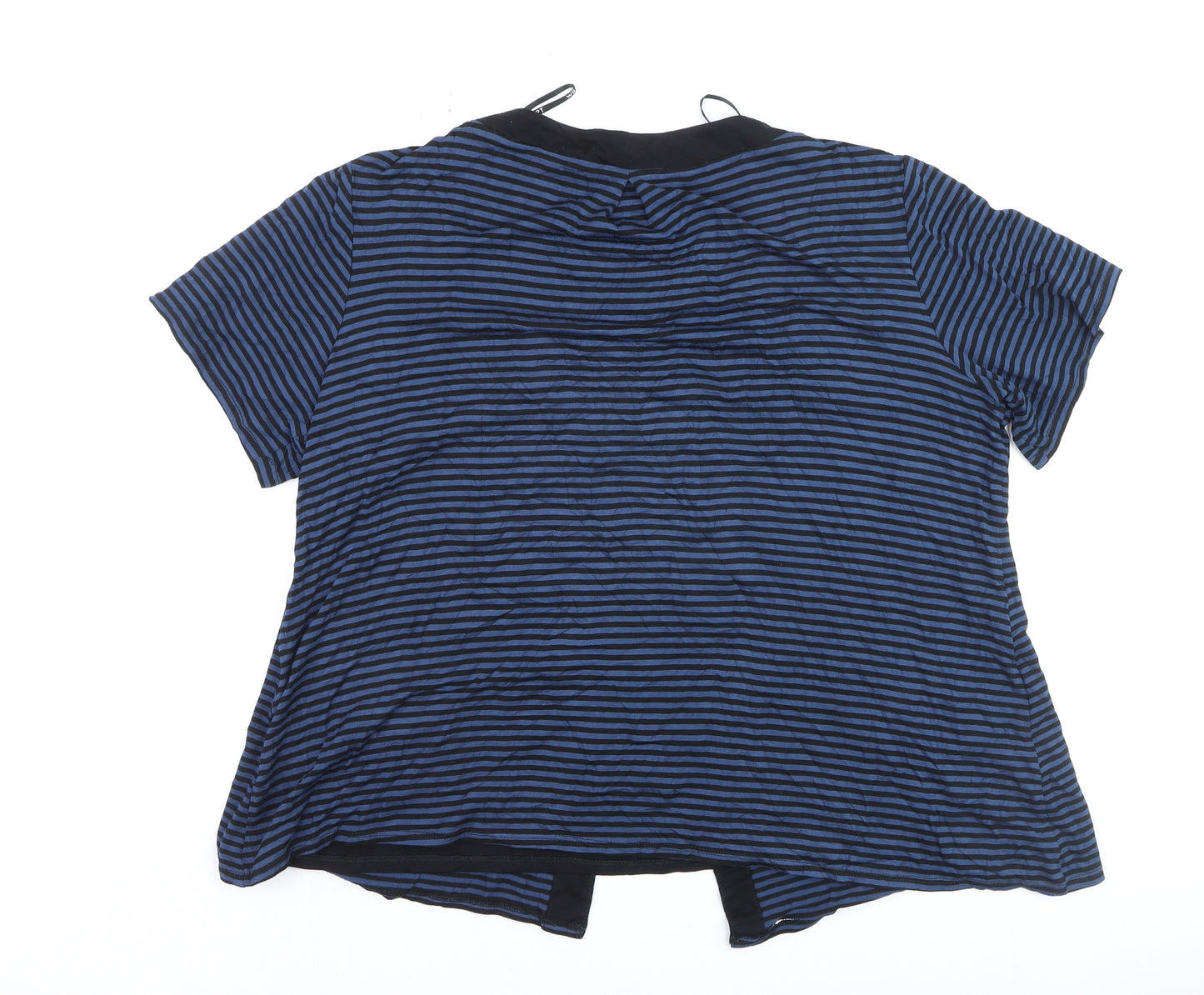 Wrar London Women's Blue Striped Tunic Blouse Size 20 Short Sleeve