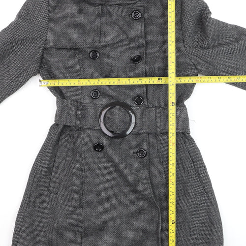 Pagani Women's Grey Wool Blend Belted Hooded Trench Coat Size S