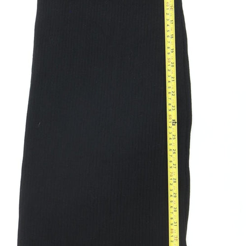 New Look Women's Black Mock Neck Ribbed Bodycon Midi Dress Size 10