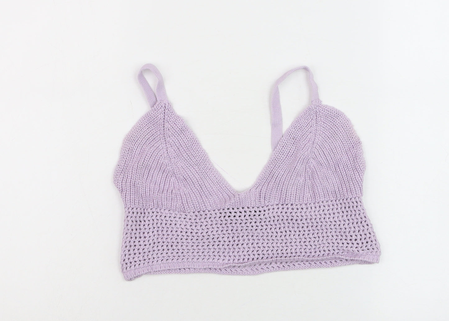 Bershka Women Purple Knit Camisole Tank Top Size S