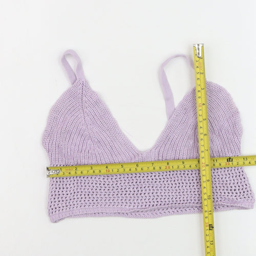 Bershka Women Purple Knit Camisole Tank Top Size S