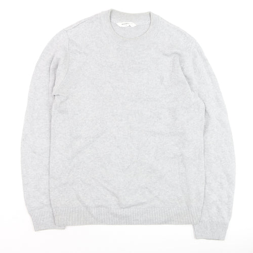 Reserved Men's Grey Cotton Knit Crew Neck Jumper Size M