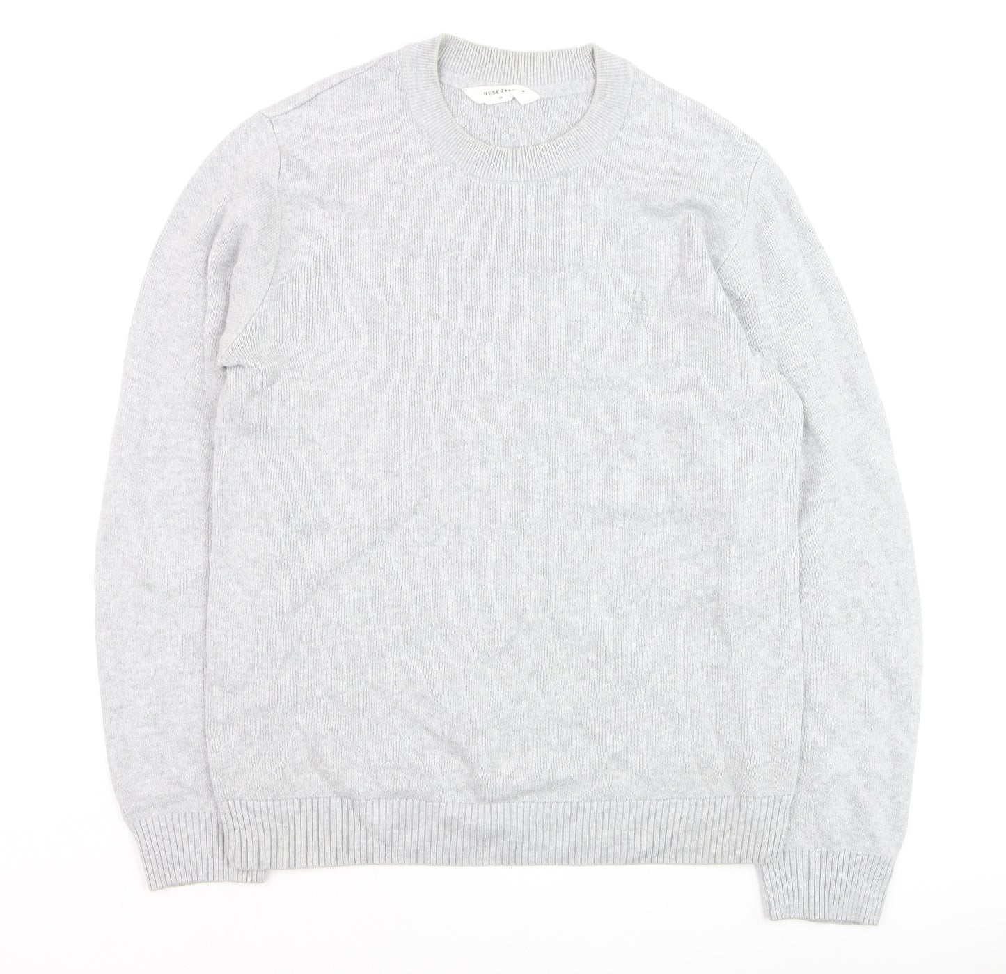 Reserved Men's Grey Cotton Knit Crew Neck Jumper Size M