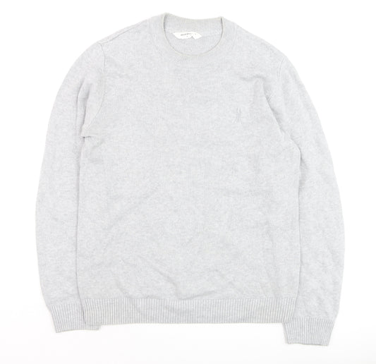 Reserved Men's Grey Cotton Knit Crew Neck Jumper Size M