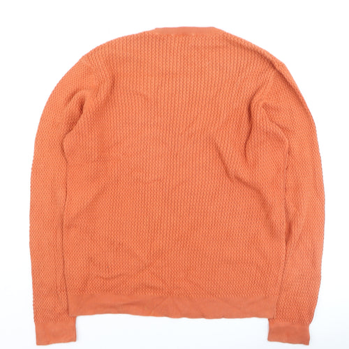 Kin by John Lewis Men's Orange Cotton Waffle Knit Jumper L