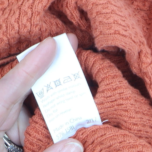 Kin by John Lewis Men's Orange Cotton Waffle Knit Jumper L