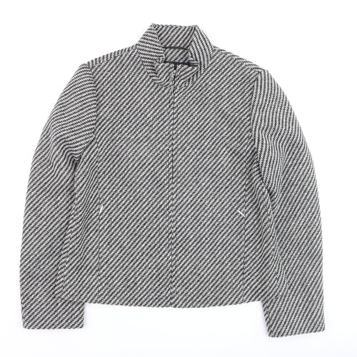 Marks and Spencer Women's Black Wool Tweed Zip Jacket Size 14