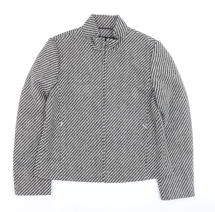 Marks and Spencer Women's Black Wool Tweed Zip Jacket Size 14