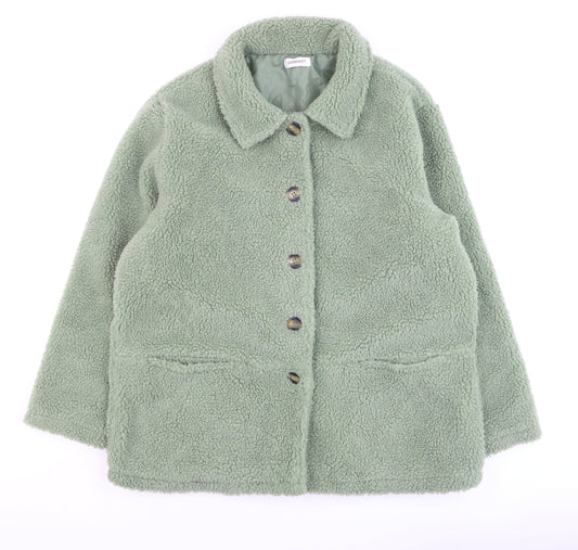 Damart Women’s Green Fleece Button Jacket L Warm Winter Coat