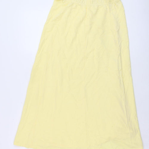 Stephen Women Yellow Cotton A-Line Midi Skirt Size 2XS Petite
