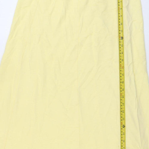 Stephen Women Yellow Cotton A-Line Midi Skirt Size 2XS Petite