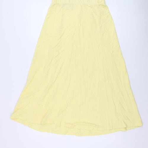 Stephen Women Yellow Cotton A-Line Midi Skirt Size 2XS Petite