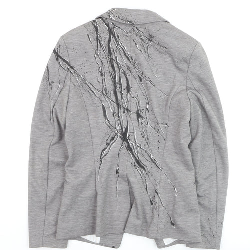 H&M Women’s Grey Abstract Print Single-Breasted Blazer Size 8