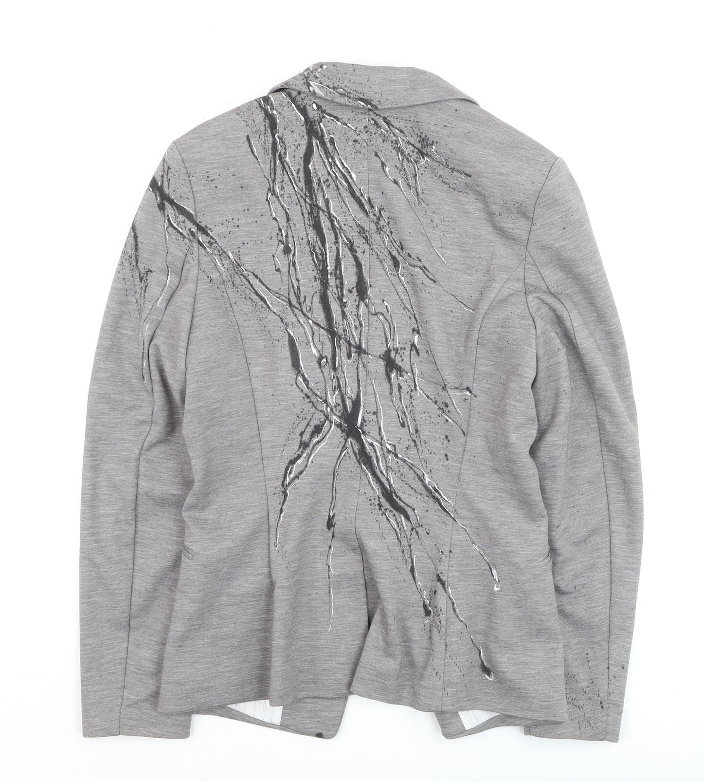 H&M Women’s Grey Abstract Print Single-Breasted Blazer Size 8