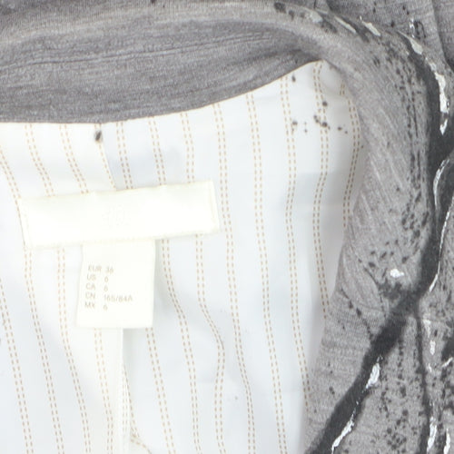 H&M Women’s Grey Abstract Print Single-Breasted Blazer Size 8