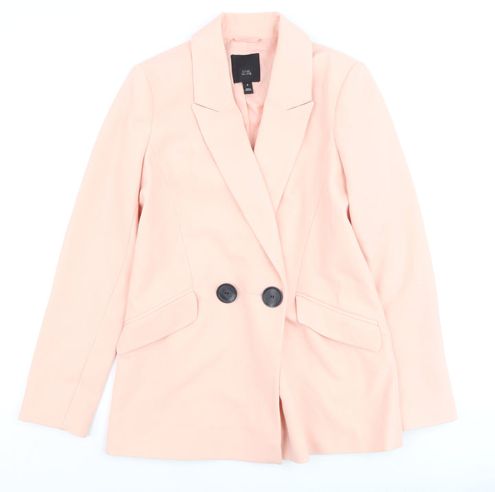 River Island Women Pink Double-Breasted Blazer Jacket Size 8